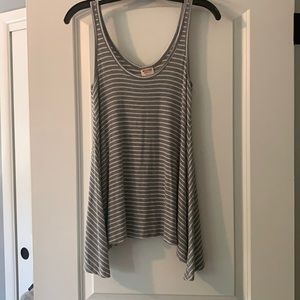 Ribbed Striped Flowy Tank Top
